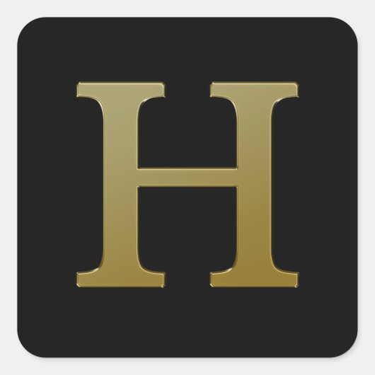 レターH金ゴールドスクエアステッカー スクエアシール (正面)