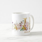 レターH -金ゴールドフローラ名姉妹同僚の友人 コーヒーマグカップ (正面右)