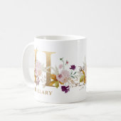 レターH -金ゴールドフローラ名姉妹同僚の友人 コーヒーマグカップ (正面左)