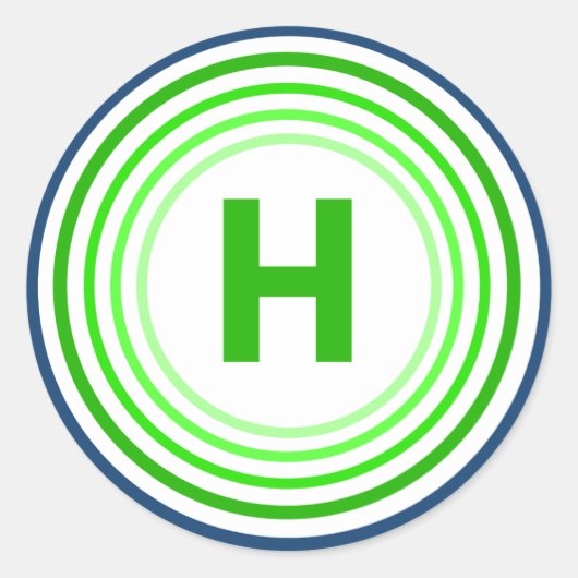 レターH – 青+緑 ラウンドシール (正面)