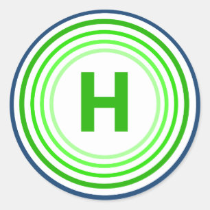レターH – 青+緑 ラウンドシール