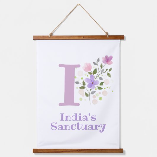 レターIと名(フローラデザイン) 吊り下げ型タペストリー (正面)