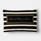 レターIフローラモノグラム白黒金ゴールドストライプ アクセサリーポーチ (裏面)