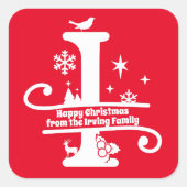 レターIモノグラムイニシャル名挨拶 スクエアシール (正面)