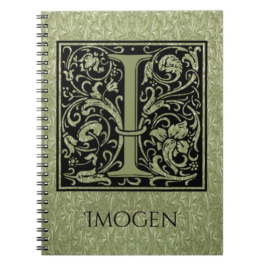 レターI最初の文字モノグラム ノートブック (正面)
