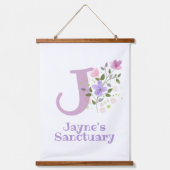 レターJと名(フローラデザイン) 吊り下げ型タペストリー (正面)