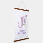 レターJと名(フローラデザイン) 吊り下げ型タペストリー (傾斜あり)