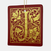 レターJの最初の文字フェイク金ゴールド セラミックオーナメント (左)