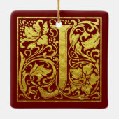 レターJの最初の文字フェイク金ゴールド セラミックオーナメント (裏面)