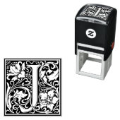 レターJアールヌーボー白黒タイル セルフインキングスタンプ (インサイチュ)