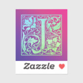 レターJカラフルヴィンテージ最初の文字のグラデーション シール (シート)