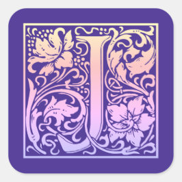 レターJカラフルヴィンテージ最初の文字のグラデーション スクエアシール