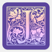 レターJカラフルヴィンテージ最初の文字のグラデーション スクエアシール (正面)