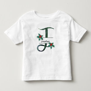 *~*レターJクリスマスホリーベリー名 トドラーTシャツ