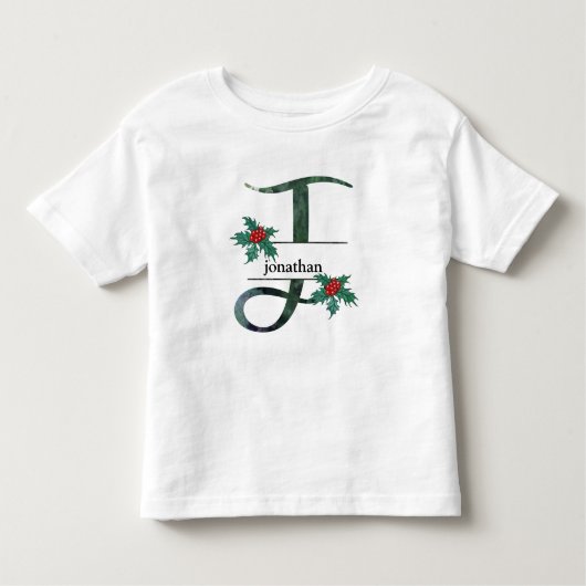 *~*レターJクリスマスホリーベリー名 トドラーTシャツ (正面)