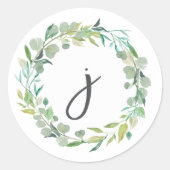 レターJモノグラムイニシャルステッカー封筒用シール ラウンドシール (正面)