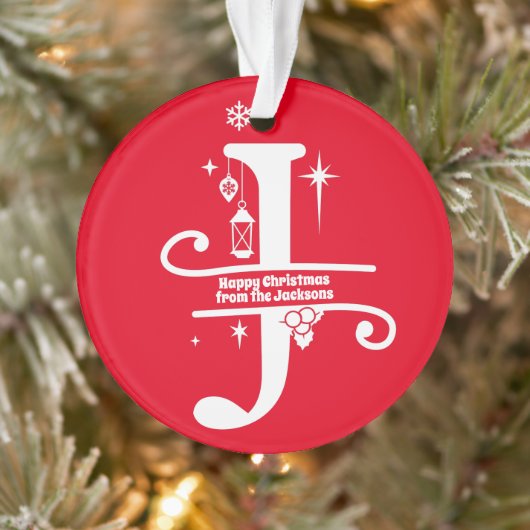 レターJモノグラムイニシャル名挨拶 オーナメント (ツリー)