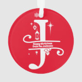 レターJモノグラムイニシャル名挨拶 オーナメント (裏面)