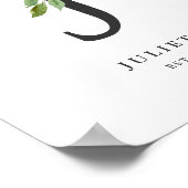 レターJモノグラムウォーターカラーピーチ花模様子供部屋 ポスター (角)