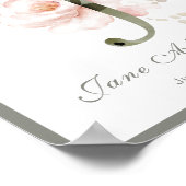 レターJモノグラムピンク白フローラ子供部屋ポスター ポスター (角)