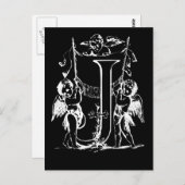 レターJ白黒モノグラムカード ポストカード (正面/裏面)