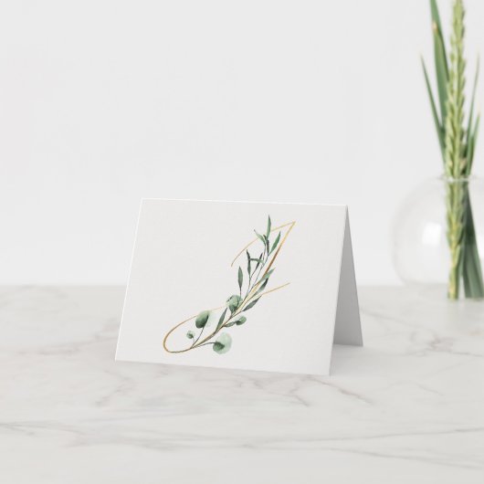 レターJ装飾モノグラムノテカード カード (正面)