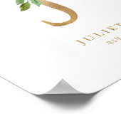 レターJ赤面フローラモノグラムゴールドフォイル子供部屋 ポスター (角)