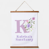 レターKと名(フローラデザイン) 吊り下げ型タペストリー (正面)