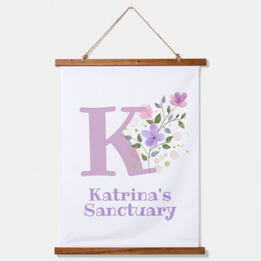 レターKと名(フローラデザイン) 吊り下げ型タペストリー (正面)