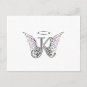 レターKイニシャルモノグラムウィズエンジェルウィング&ハロ ポストカード (正面)