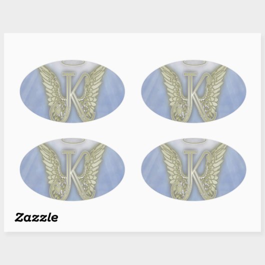 レターKエンジェルモノグラム 楕円形シール (シート)