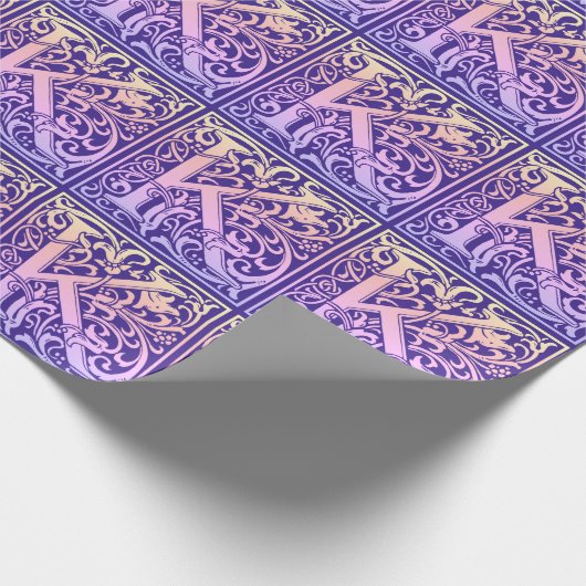 レターKカラフルヴィンテージ最初の文字のグラデーション ラッピングペーパー (角)