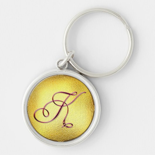 レターKバーガンディフェイクパールキーチェーン キーホルダー (正面)