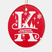 レターKモノグラムイニシャルの姓の挨拶 セラミックオーナメント (左)