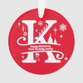 レターKモノグラムイニシャル名挨拶 オーナメント (正面)