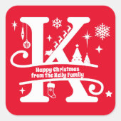 レターKモノグラムイニシャル名挨拶 スクエアシール (正面)