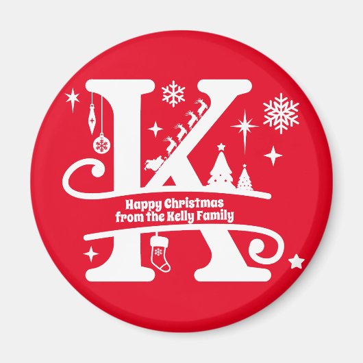 レターKモノグラムイニシャル名挨拶 マグネット (正面)