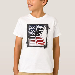 レターKモノグラムイニシャルUSA Tシャツ