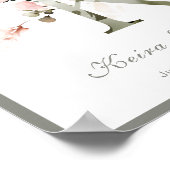 レターKモノグラムピンク白フローラ子供部屋ポスター ポスター (角)