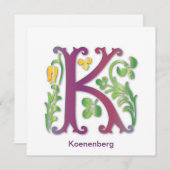 レターKモノグラム(紋章の)フラ・ダ・リ 招待状 (正面/裏面)