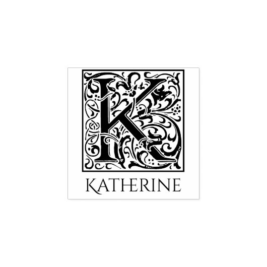 レターKヴィンテージ最初の文字パーソナライズされた ラバースタンプ (インプリント)