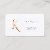 レターK書道金ゴールド/黒グラデーションモノグラム 名刺 (正面)