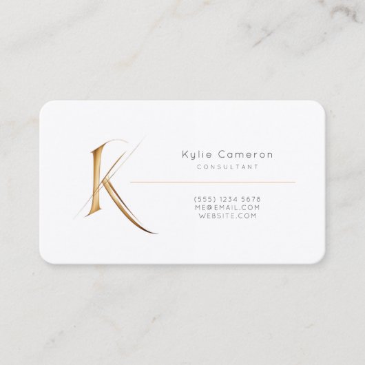 レターK書道金ゴールド/黒グラデーションモノグラム 名刺 (正面)