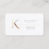 レターK書道金ゴールド/黒グラデーションモノグラム 名刺 (正面)