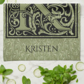 レターK最初の文字モノグラムパーソナライズされた キッチンタオル (折り畳み)