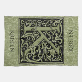 レターK最初の文字モノグラムパーソナライズされた キッチンタオル (横)