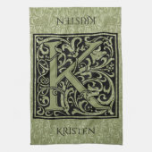 レターK最初の文字モノグラムパーソナライズされた キッチンタオル (縦)