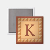 レターK:パークテリー木材ルックイニシャル マグネット (正面/裏面)