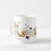 レターK -金ゴールドフローラ名シスター同僚の友人 コーヒーマグカップ (正面左)