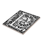 レターLアールヌーボー白黒タイル タイル (側面)